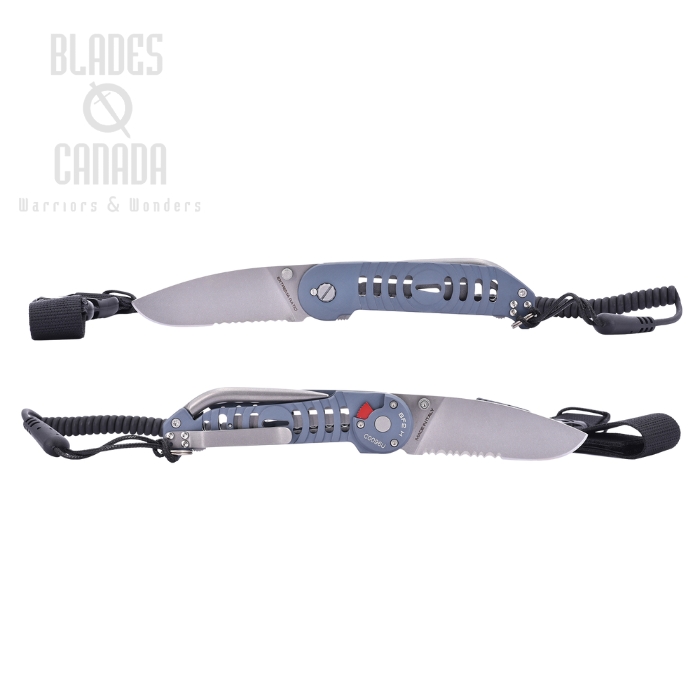 Extrema Ration BF2 Helmsman Liner Lock Folding Knife, N690 SW Partially Serrated, Aluminum Blue